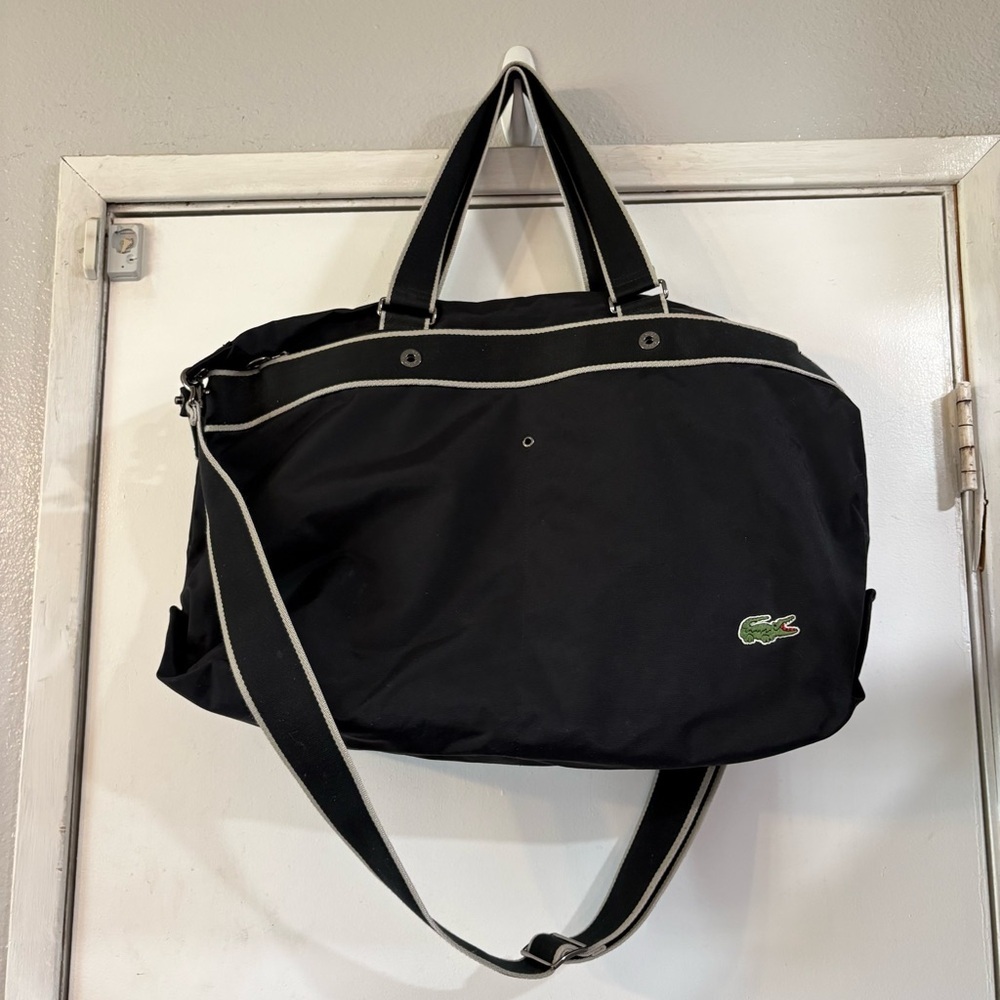 Lacoste Holdall Weekend Bag Midnight Black Travel Carry On Logo Duffle Work